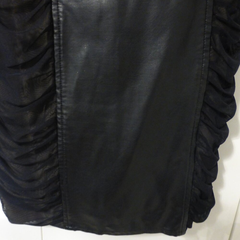 BEBE black ruched mesh and faux leather strapless tube dress - Picture 5 of 14